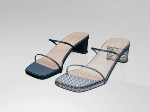 Low-heel square-toe sandals 01 3D Model