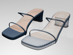 low-heel square-toe sandals 01 Modelo 3D