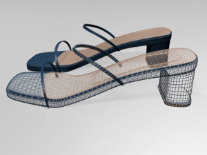 low-heel square-toe sandals 01 Modelo 3D
