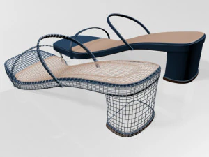 Low-heel square-toe sandals 01 3D Model