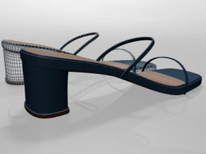 Low-heel square-toe sandals 01 3D Model
