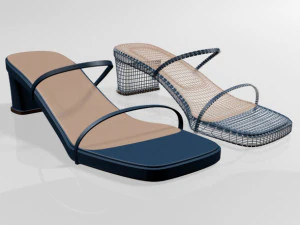 Low-heel square-toe sandals 01 3D Model