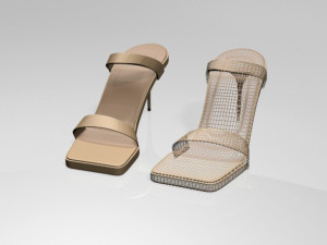 strappy square-toe stiletto sandals 01 3Dモデル