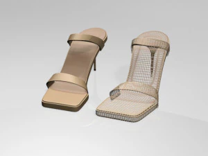 strappy square-toe stiletto sandals 01 3D Model