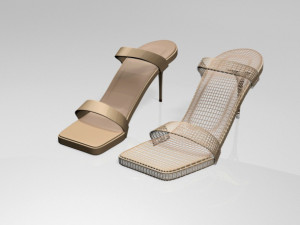 strappy square-toe stiletto sandals 01 3Dモデル