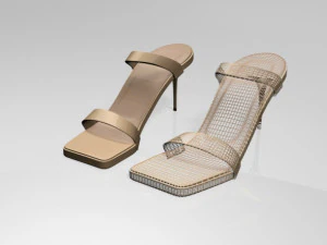 strappy square-toe stiletto sandals 01 3D Model