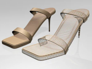 strappy square-toe stiletto sandals 01 3D Model