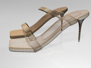 strappy square-toe stiletto sandals 01 3Dモデル