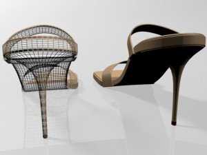 strappy square-toe stiletto sandals 01 3Dモデル
