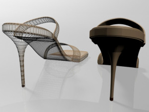 strappy square-toe stiletto sandals 01 3Dモデル