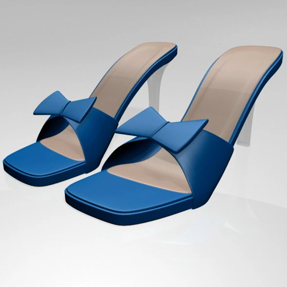 Square-toe faux-bow stiletto sandals 01 3D Model .c4d .max .obj .3ds .fbx .stl .blend 
