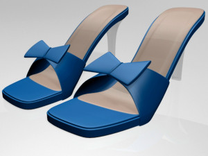 square-toe faux-bow stiletto sandals 01 3D Model