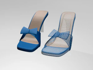 Square-toe faux-bow stiletto sandals 01 3D Model