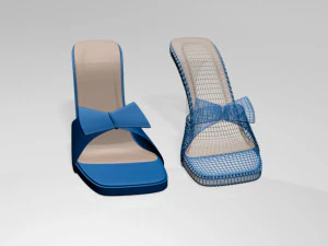 Square-toe faux-bow stiletto sandals 01 3D Model