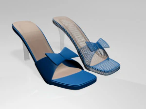 Square-toe faux-bow stiletto sandals 01 3D Model