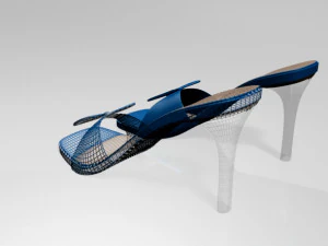 Square-toe faux-bow stiletto sandals 01 3D Model