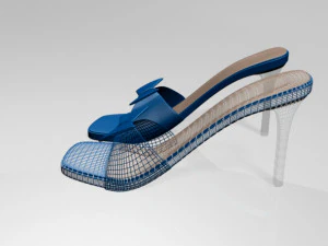 Square-toe faux-bow stiletto sandals 01 3D Model
