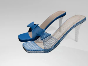 Square-toe faux-bow stiletto sandals 01 3D Model