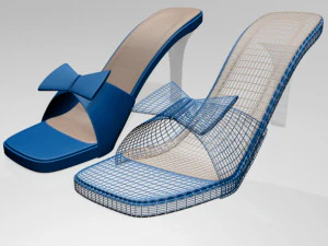 Square-toe faux-bow stiletto sandals 01 3D Model