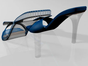 Square-toe faux-bow stiletto sandals 01 3D Model