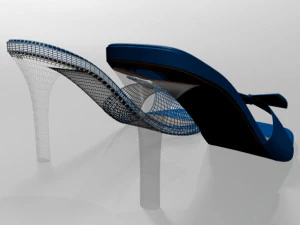 Square-toe faux-bow stiletto sandals 01 3D Model