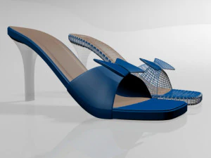 Square-toe faux-bow stiletto sandals 01 3D Model