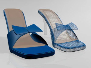 Square-toe faux-bow stiletto sandals 01 3D Model