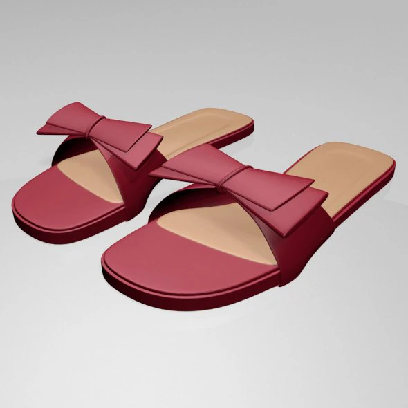 Double-bow slide sandals 01 3D Model .c4d .max .obj .3ds .fbx .stl .blend