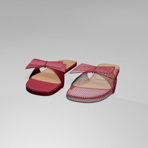 double bow slide sandals 01 3D in 3DExport