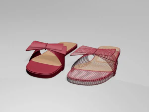 Double-bow slide sandals 01 3D Model