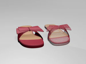 Double-bow slide sandals 01 3D Model