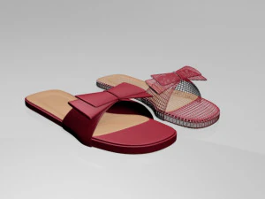 Double-bow slide sandals 01 3D Model