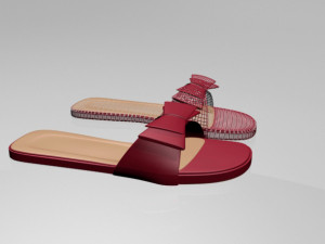 Double-bow slide sandals 01 3D-Modell