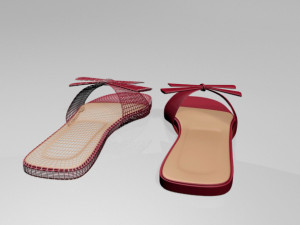 Double-bow slide sandals 01 3D-Modell