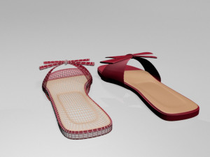 Double-bow slide sandals 01 3D-Modell