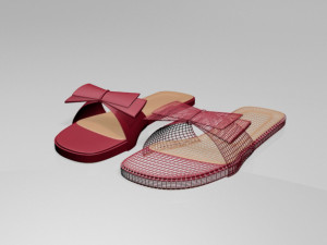 Double-bow slide sandals 01 3D-Modell