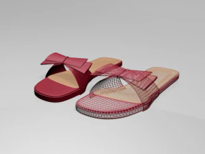 Double-bow slide sandals 01 3D Model