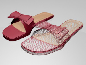 Double-bow slide sandals 01 3D-Modell