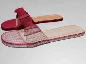 Double-bow slide sandals 01 3D Model