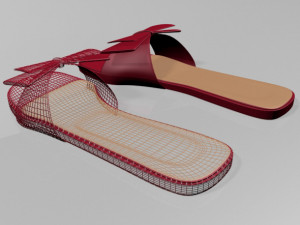 Double-bow slide sandals 01 3D-Modell