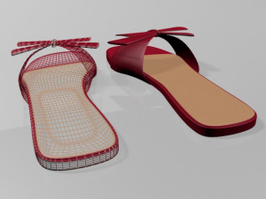 Double-bow slide sandals 01 3D-Modell