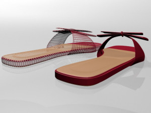 Double-bow slide sandals 01 3D-Modell