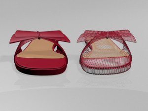 Double-bow slide sandals 01 3D-Modell