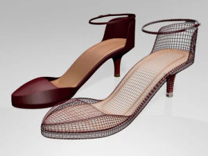 Pointy-toe ankle-strap high-heel sandals 01 3D Model