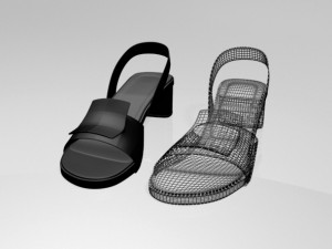 round-toe chunky-heel sandals 01 Modèle 3D