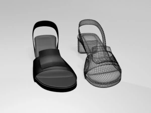 Round-toe chunky-heel sandals 01 3D Model
