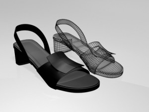 round-toe chunky-heel sandals 01 Modèle 3D
