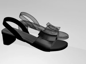 Round-toe chunky-heel sandals 01 3D Model