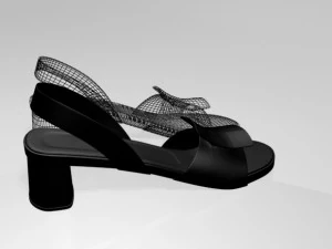 Round-toe chunky-heel sandals 01 3D Model
