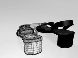 Round-toe chunky-heel sandals 01 3D Model
